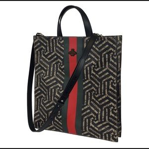 Gucci Supreme Caleido Web Tote with Bee Accent